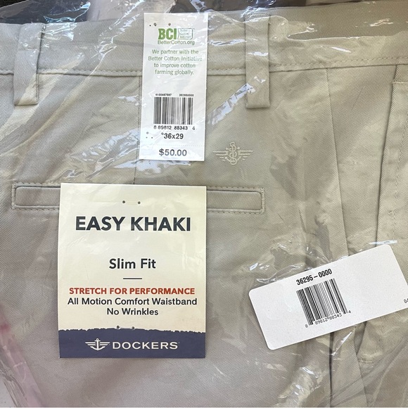 DOCKERS Easy Khakis Slim Fit Pants Men's SIZE 36x29 Cloud Taupe Flat Front NWT - Picture 5 of 9